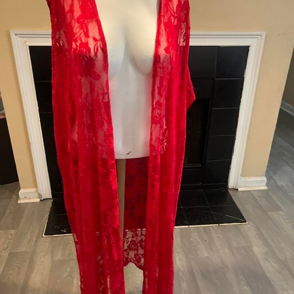 Red lace Lularoe cover up with floral pattern Sexy Grunge - Picture 6 of 6